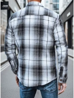 Pánska čierno-biela kockovaná flanelová košeľa FashionStreet DX2677