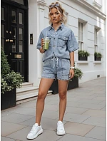 Dámska súprava s džínsovou košeľou a šortkami, svetlo modrá, FashionStreet AY1206