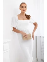 Šaty s viazanými rukávmi ecru