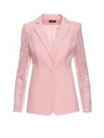 Dámske sako s čipkovanými rukávmi M865 Powder pink - MOE