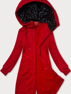 Dámska dlhá mikina LHD bez gombíkov v červenej farbe (AMG-693A)