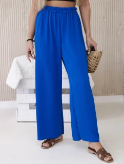 Nohavice so širokými nohavicami chrpová modrá