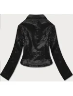 Čierna bunda ramoneska - vesta z eko kože FL202050 čierna - FLAM Mode Čierna bunda ramoneska - vesta z eko kože FL202050 čierna - FLAM Mode