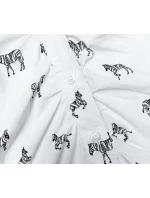 Dámska blúzka s golierom a zebrovaným vzorom (AWY2011D) biela - Móda Dámska blúzka s golierom a zebrovaným vzorom (AWY2011D) biela - Móda