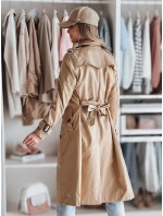 Dámsky dlhý kabát s opaskom SLIMFOTA camel FashionStreet NY0746