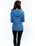 Svetlo modrá bunda s asymetrickým zipsom (DL015)