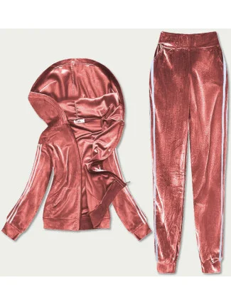 Dámsky velúrový dres v tehlovej farbe s lampasmi (81223)