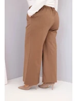 Dámske Plus veľkosť široké nohavice s vysokým pásom svetlo Camel Dámske Plus veľkosť široké nohavice s vysokým pásom svetlo Camel
