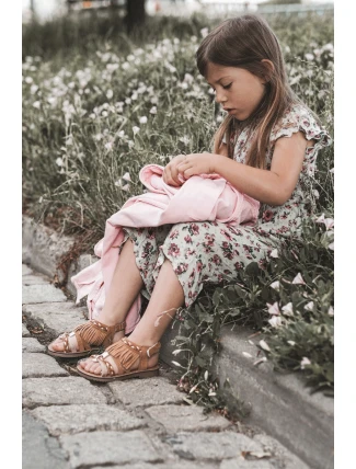 Dziecięce Sandały Na Rzep Z Frędzelkami Brązowe Missy