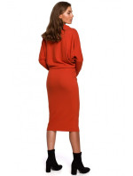 S245 Pletené šaty s golierom - červené