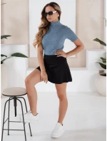 Dámsky rebrovaný sveter s krátkym rukávom GIRLGLORY modrý FashionStreet MY2555 Dámsky rebrovaný sveter s krátkym rukávom GIRLGLORY modrý FashionStreet MY2555