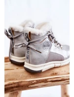Dziecięce Ocieplane Botki Na Suwak Big Star KK374178 Srebrne