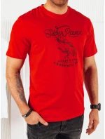 Pánske bavlnené tričko s potlačou červené FashionStreet RX5364