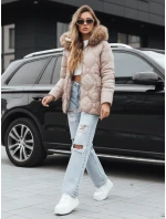 Dámska zimná bunda s kožušinou béžová FashionStreet TY5512