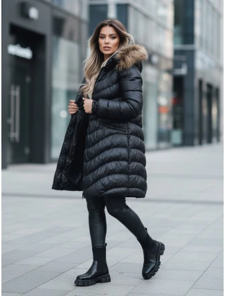Kurtka zimowa damska GLAMOUR FUSION czarna FashionStreet TY3890z