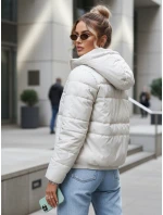 Dámska prešívaná bunda s kapucňou svetlo šedá FashionStreet TY5584