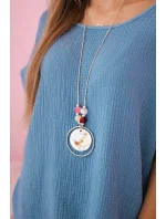 Mušelínová blúzka s náhrdelníkom denim