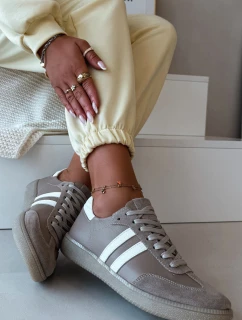 Zazoo N1068 Dámske kožené nízke tenisky Dark Beige