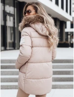 Dámska prešívaná zimná bunda s kapucňou béžová FashionStreet TY5506 Dámska prešívaná zimná bunda s kapucňou béžová FashionStreet TY5506