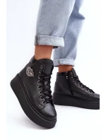 Trampki Damskie Wysokie Na Suwak Lemar Czarne Katerin