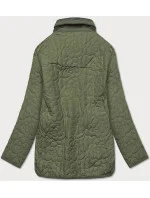 Tenká zelená dámska bunda s ozdobným prešívaním (JIN226)