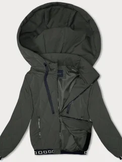 Prešívaná bunda v army farbe s ozdobnými sťahovacími lemami (16M9085-136)