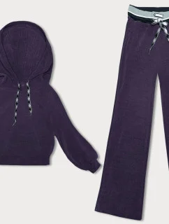 Fialový rebrovaný dámsky komplet (AMG-341A)