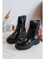 Botki Dziecięce Lakierowane Z Klamrami Czarne Chloraia