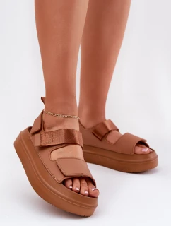 Sandały Damskie Na Platformie Z Rzepami Camel Nitepira