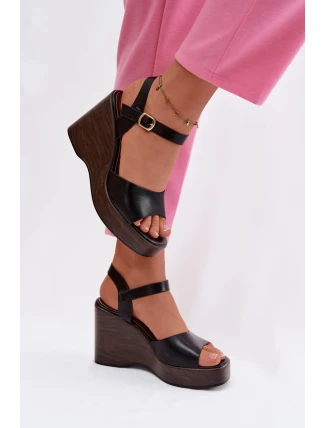Dámské sandály na platformě Eko kůže Černé Parilisse