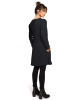 B042 Tunika s predným rázporkom - čierna B042 Tunika s predným rázporkom - čierna