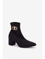 Dámske topánky na podpätku so zlatými detailmi Zazoo 3128 Black