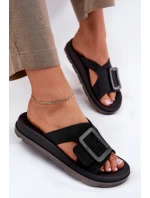 Pachnące Klapki Damskie Z Ozdobną Klamrą ZAXY RR285078 Czarne