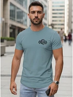 Pánske bavlnené tričko so športovou potlačou petrol FashionStreet NX5084R