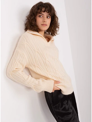 Dámsky sveter s golierom Light Beige (2349) Dámsky sveter s golierom Light Beige (2349)
