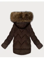 Dámska zimná páperová bunda s veľkou kapucňou hnedá (KK60589) Dámska zimná páperová bunda s veľkou kapucňou hnedá (KK60589)