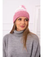 Dámska čiapka s brmbolcom Abigail K326 powder pink+ecru