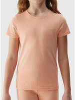 Dievčenské jednofarebné tričko 4F - powder coral
