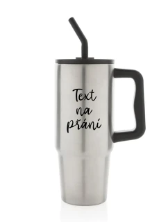 TEXT NA PŘÁNÍ - stříbrný cestovní termohrnek 900 ml  
