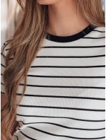 Dámske základné pruhované tričko LINESS white FashionStreet RY2818 Dámske základné pruhované tričko LINESS white FashionStreet RY2818