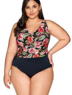 Dámske jednodielne plavky 60 black Floral - AVA