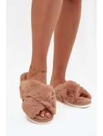 Kožušinové domáce papuče pre ženy s prepletenými remienkami Camel Quenelle Kožušinové domáce papuče pre ženy s prepletenými remienkami Camel Quenelle