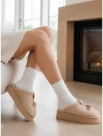 Dámske zateplené žabky light beige FashionStreet ZY1300 Dámske zateplené žabky light beige FashionStreet ZY1300