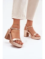 Eko Skórzane Sandały Na Słupku Różowe Złoto Lillita