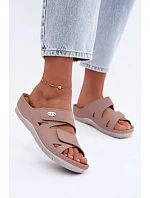 Dámske kožené papuče na suchý zips Inblu Dirty pink