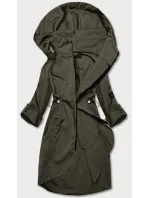 Tenký dámsky prehoz cez oblečenie v khaki farbe s kapucňou (B8118-11)