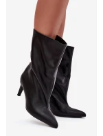 Wsuwane Botki Damskie Na Szpilce Czarne Solvienne