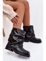 Zateplené dámské kotníkové boty s řaseným horním lemem černé Gracine