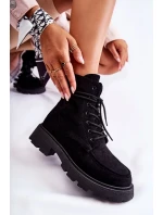 Dámské semišové kozačky zavazované Černá Vanita