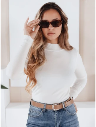 Dámsky sveter s polovičným rolákom TARLENA white FashionStreet MY2485 Dámsky sveter s polovičným rolákom TARLENA white FashionStreet MY2485